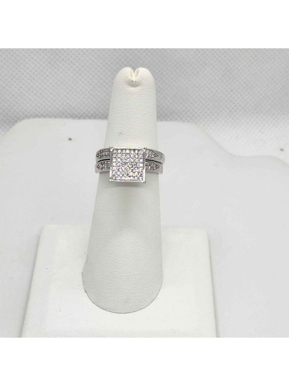 Brand New 925 Sterling Silver Square Design Ring Set – 2-Piece